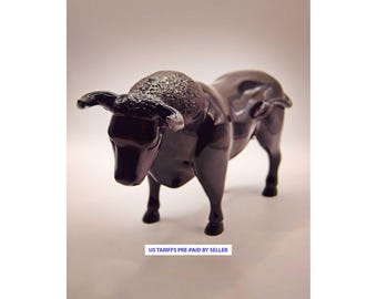 Rare Large Vintage Black Bull Sculpture Figurine | Black gloss finish | Heavy quality