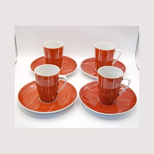 Vintage Ćmielów Goplana Coffee Set – 4 Cups & Saucers – Mid-Century Modern Polish Porcelain by Wincenty Potacki, 1960s