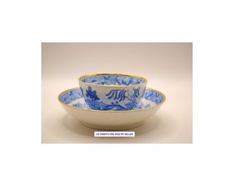 Antique Miles Mason English Porcelain Brosley Pattern Tea Bowl & Saucer 1810