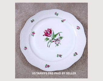 Rare Large HEREND Porcelain Tulip Design Platter Charger  1940s