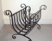 Wrought Iron Log Holder Storage Basket / Magazine Rack Metal