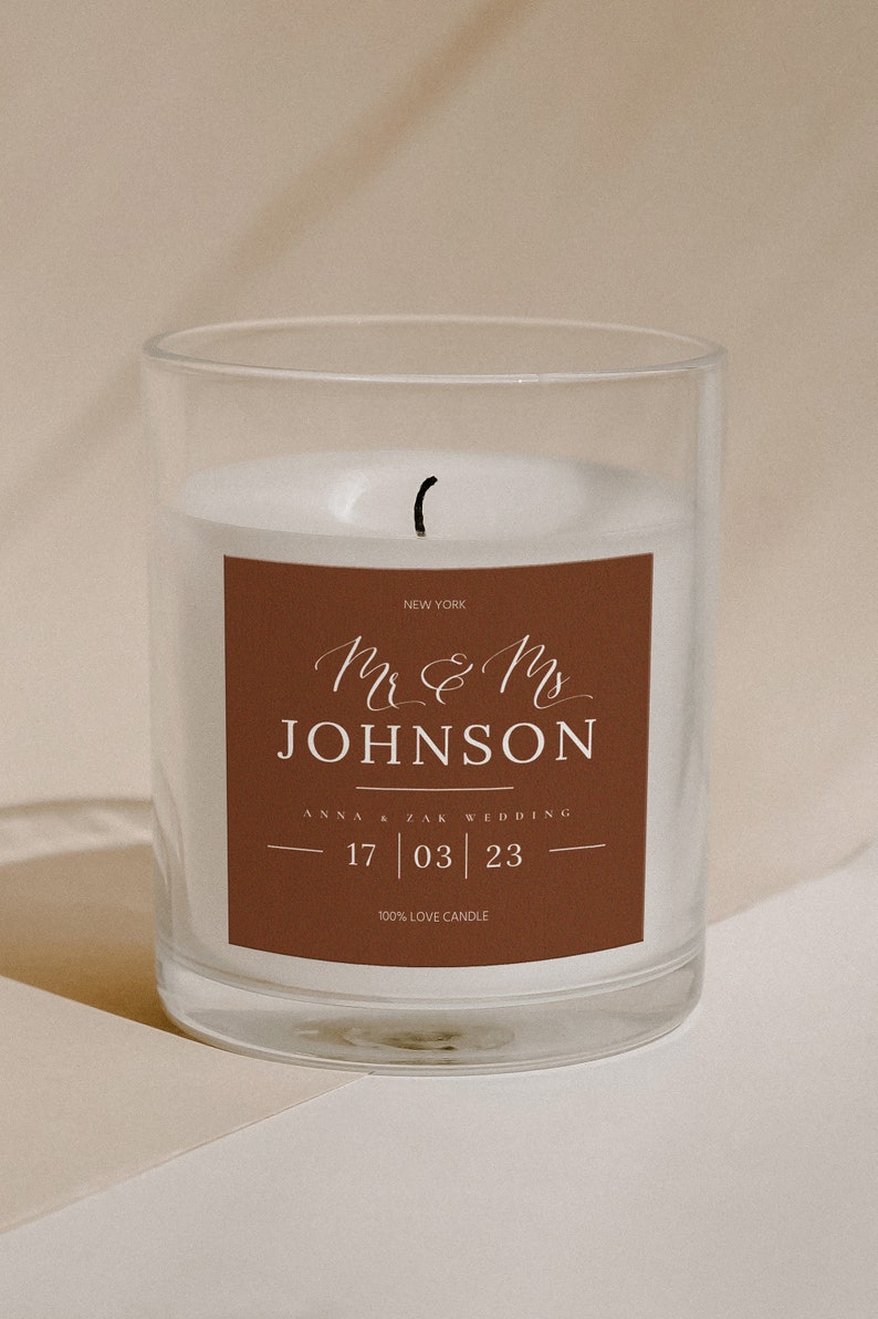 Anna Rust Candle Label Template, Minimal Printable 3 X 3 Terracotta ...