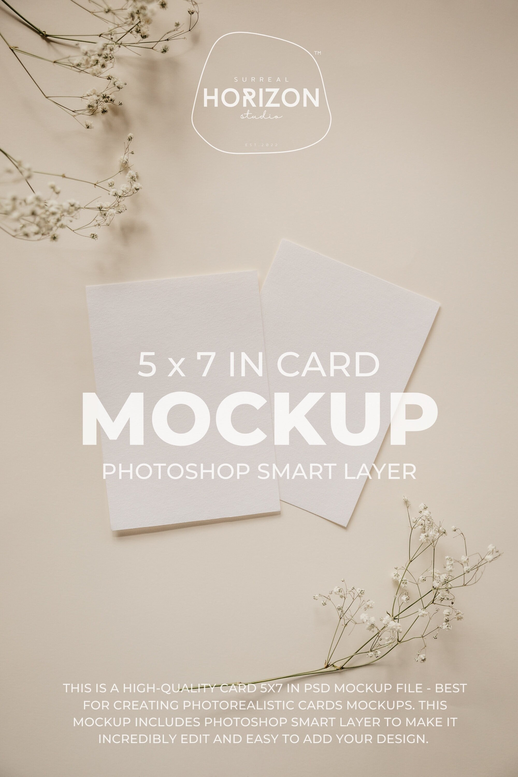 Pale Beige 5 X 7 DUO Invite Card Mockup Modern Simple Style - Etsy