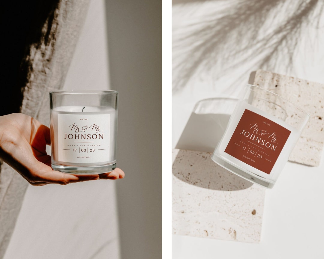 Anna Rust Candle Label Template, Minimal Printable 3 X 3 Terracotta ...