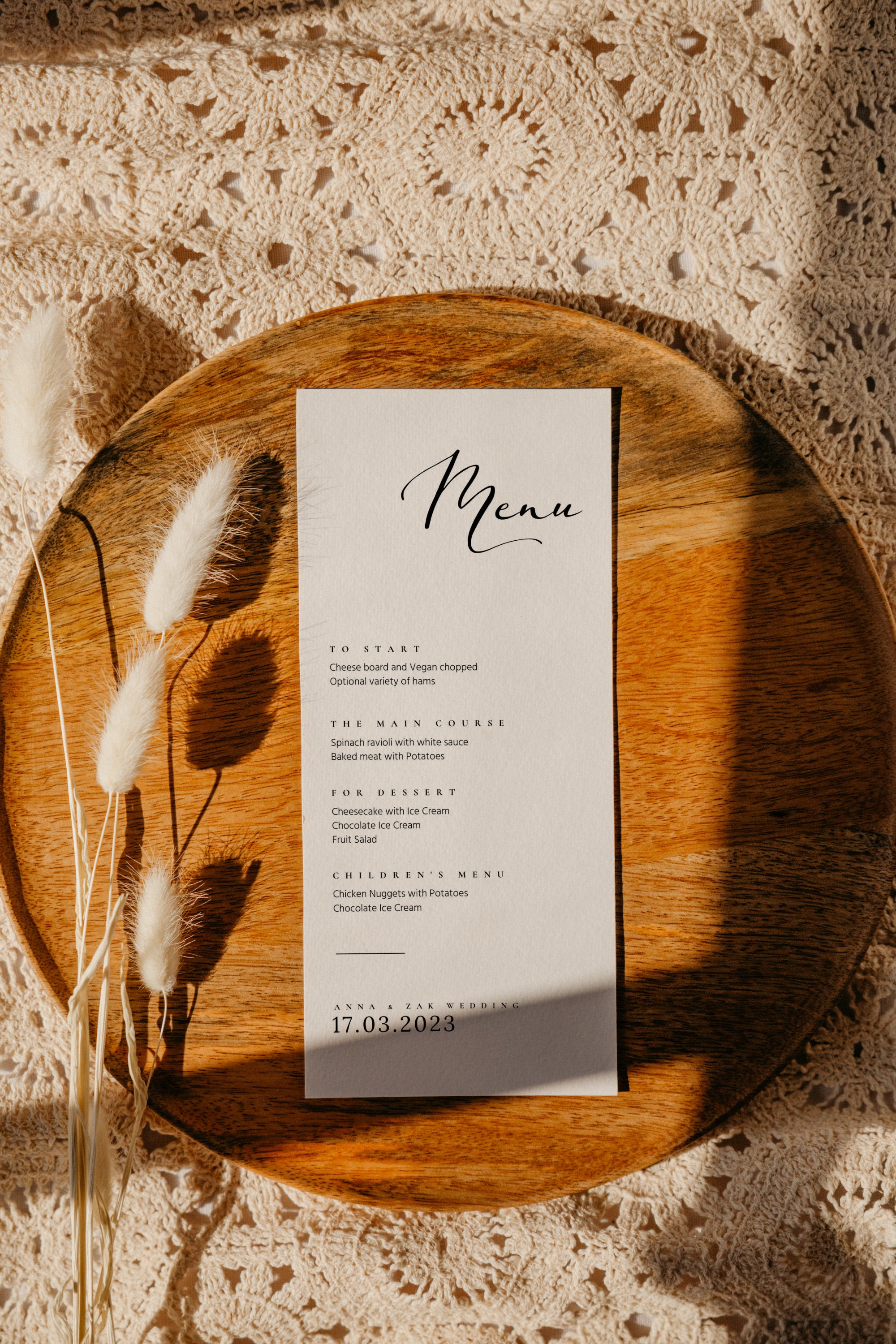 4x9 in Wedding Menu Mockup, Boho Menu Planner Mockup, Vertical Program ...