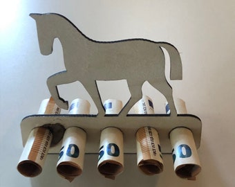 Verjaardagsgeldcadeau · paardengeldcadeau · houten cadeaus · geldcadeaus · originele geldcadeaus · paard