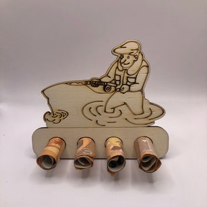 Geldgeschenk für Angler · Geldgeschenk  · Geschenke aus Holz · Geldgeschenke · originelle Geldgeschenke · Angeln Fischen
