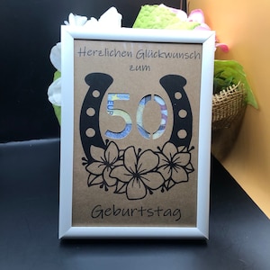Geldgeschenk 50. Geburtstag, Wunscherfüller, Geschenk zum verschenken zum Geburtstag  Geld, Geschenkkarte, Hufeisen, Glück
