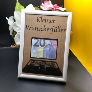 Geldcadeau laptop, verjaardag, wensvervuller cadeau om weg te geven voor een verjaardag, kerstgeld, laptop, cadeaubon