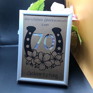 Geldcadeau voor 70e verjaardag, wensvervuller, cadeau om te geven als verjaardagscadeau, geld, cadeaubon, hoefijzer, geluk