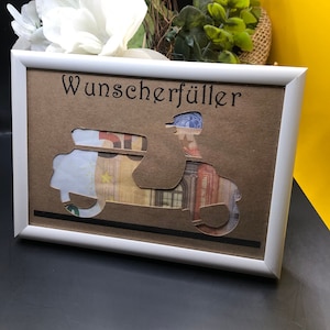 Geldcadeau scooter, verjaardag, wensvervuller cadeau om weg te geven voor een verjaardag, kerstgeld, brommer, motor, cadeaubon