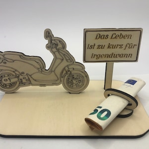 Regalo in denaro per scooter, regalo per ogni occasione, compleanno, denaro, compleanno, pensione, ciclomotore, moto, testo a scelta