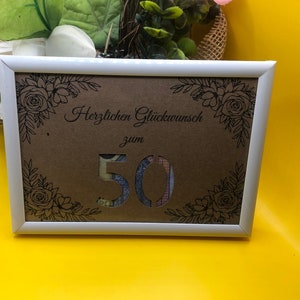 Cadeau d'argent Cadeau de réalisation de souhaits du 50e anniversaire à offrir comme carte-cadeau d'anniversaire