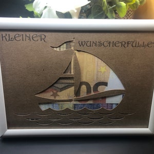 Cadeau d'argent bateau d'anniversaire cadeau de réalisation de souhaits à offrir pour un anniversaire argent de Noël, pension, baptême, voyage, carte cadeau