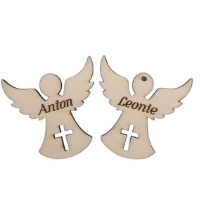 Ciondolo con nome personalizzato angelo/segnaposto in legno/segnaposto/battesimo/comunione/cresima angelo custode