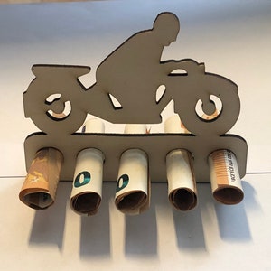 Geldgeschenk zum Geburtstag · Geldgeschenk für Motorradfahrer · Geschenke aus Holz · Geldgeschenke · originelle Geldgeschenke · Motorrad