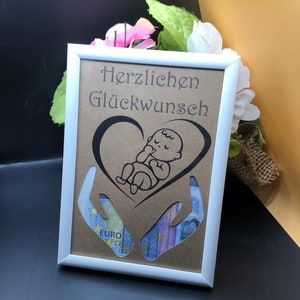 Cadeau en argent pour la naissance, cadeau à offrir aux futurs parents. Cadeau, carte cadeau