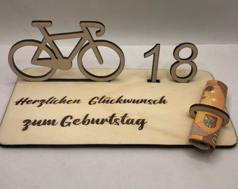 Verjaardagsgeldcadeau · Fietsgeldcadeau · Houten cadeaus · Geldcadeaus · Originele geldcadeaus · Fiets