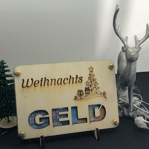 Regalo di Natale, regalo in denaro da mettere, idea regalo per Natale, biglietto in legno per regali in denaro