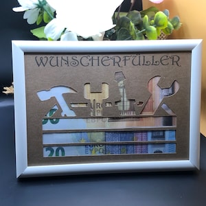 Geldgeschenk Werkzeugkasten Wunscherfüller Geschenk zum verschenken zum Geburtstag Weihnachten Geld, Rente, Taufe Geschenkkarte