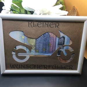 Cadeau d'argent anniversaire moto cadeau de réalisation de souhaits à offrir pour un anniversaire argent de Noël, pension, baptême, carte cadeau