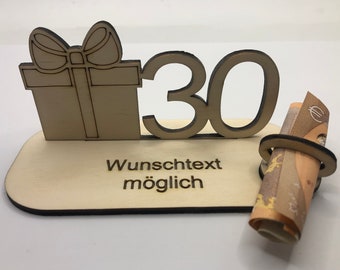 30e verjaardagscadeau, geldcadeau, voucherhouder, originele geldcadeaus