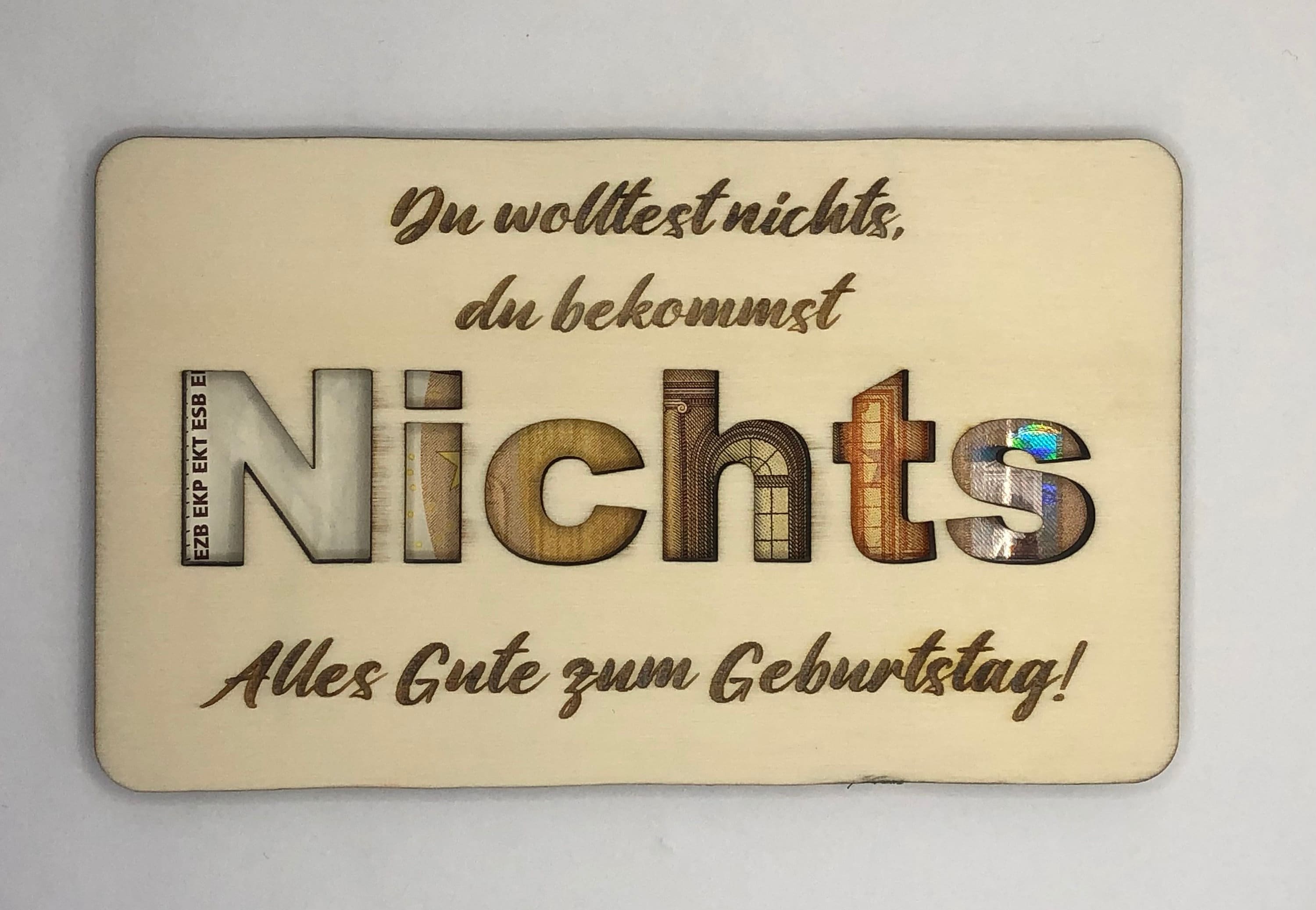 Geschenkkarte Holz / Geldgeschenk zum Geburtstag / Gravur / Du wolltest