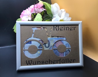 Contant geld cadeau tractor wensvervuller cadeau om weg te geven voor verjaardag Kerstmis geld, pensioen, doop cadeaukaart