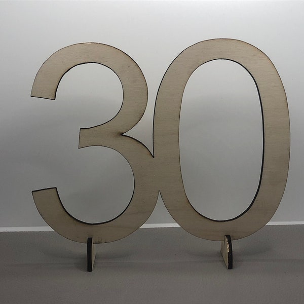 Numéro d'anniversaire 30 en taille 150 mm à poser en bois pour anniversaire/mariage/décoration/artisanat