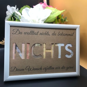 Cadeau en argent RIEN Réalisation de souhaits Cadeau à offrir pour un anniversaire Argent de Noël, pension, carte cadeau de baptême
