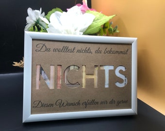 Money gift NOTHING Wish fulfiller Gift to give away for a birthday Christmas money, pension, baptism gift card