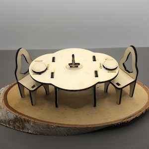 Table, Chairs Miniature Furniture Dining Room Voucher Gift Cash Gift Doll Furniture Crafts