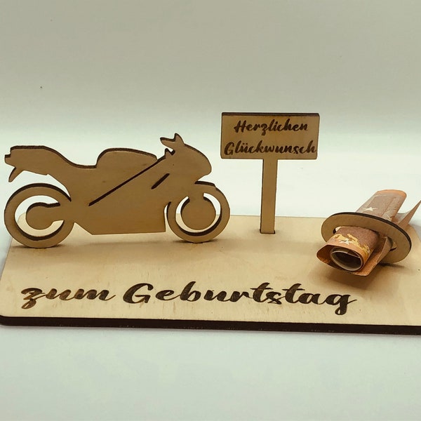 Geldgeschenk Motorrad zum Geburtstag · Geschenke aus Holz · Geldgeschenke · originelle Geldgeschenke