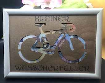 Geldcadeau verjaardagsfiets wensvervuller cadeau om weg te geven voor een verjaardag Kerstgeld, pensioen, doop, cadeaubon