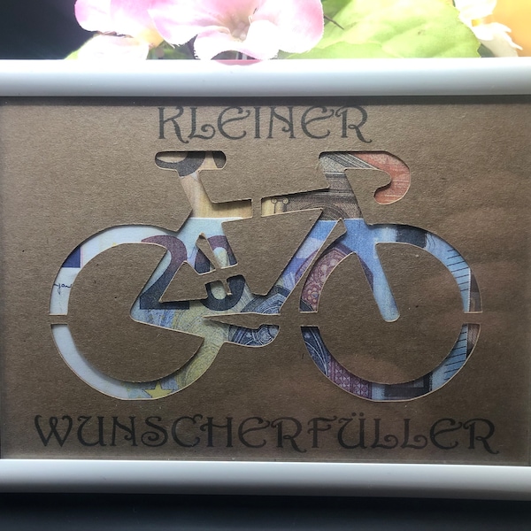 Geldgeschenk Geburtstag Fahrrad Wunscherfüller Geschenk zum verschenken zum Geburtstag Weihnachten Geld, Rente, Taufe, Geschenkkarte