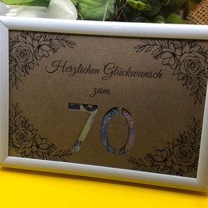 Geldcadeau 70e verjaardag wensvervuller cadeau om te geven als verjaardagscadeaukaart