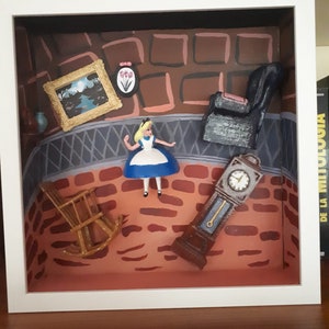 Alice in Wonderland Diorama Display (Fall into the Rabbit Hole) with Frame