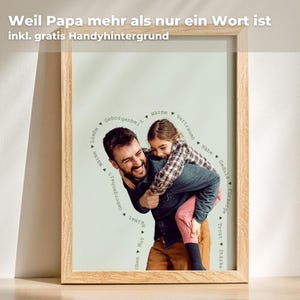 Regalo personalizado para papá con foto | Póster de padre e hijo con borde de texto | Día del padre | Descarga digital | Regalo de último minuto