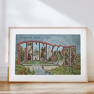 Impresión en lienzo de Tennessee, Saludos desde Tennessee, Decoración retro de Tennessee, Tennessee vintage, Arte mural retro, Decoración vintage, Póster de Tennessee