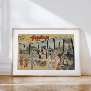 Impression sur toile Nevada, salutations du Nevada, décoration rétro Nevada, Nevada vintage, art mural rétro, décoration vintage, affiche Nevada
