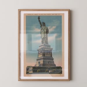 Stampa artistica su carta della Statua della Libertà, arte murale di New York City, arte murale della Statua della Libertà, arte murale vintage di New York City, New York retrò