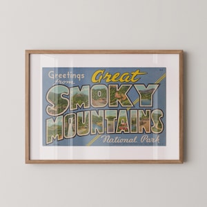 Great Smoky Mountains Fine Art Papierdruck, Grüße aus den Smoky Mountains, Vintage Nationalpark, Smoky Mountains Poster, Kunstdruck, Poster