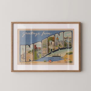 Indiana Fine Art Print, Grüße aus Indiana, Retro Indiana Dekoration, Vintage Indiana, Retro Wandkunst, Vintage Dekoration, Indiana Poster