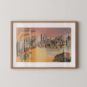 New Jersey Fine Art Papierdruck, Grüße aus New Jersey, Retro New Jersey Dekor, Vintage New Jersey, Retro Wandkunst, New Jersey Poster