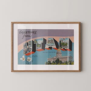 Utah Fine Art Paper Print, Grüße aus Utah, Retro Utah Dekor, Vintage Utah, Retro Wand Kunst, Vintage Dekor, Utah Poster