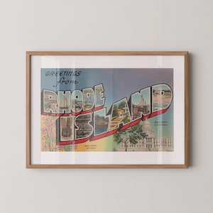 Impressão artística de Rhode Island, Saudações de Rhode Island, Decoração retrô de Rhode Island, Rhode Island vintage, Pôster de Rhode Island