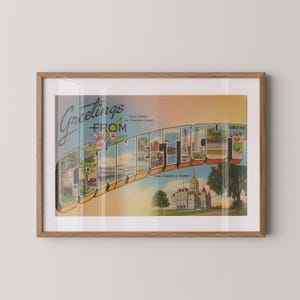 Impressão de Connecticut, Saudações de Connecticut, Decoração retrô de Connecticut, Connecticut vintage, Arte de parede retrô, Pôster de Connecticut