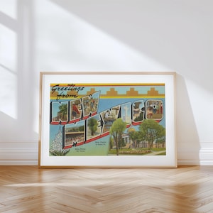 Impresión en lienzo de Nuevo México, Saludos desde Nuevo México, Decoración retro de Nuevo México, Nuevo México vintage, Arte mural retro, Póster de Nuevo México