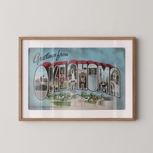 Impressão em papel artístico de Oklahoma, Saudações de Oklahoma, Decoração retrô de Oklahoma, Oklahoma vintage, Arte de parede retrô, Pôster de Oklahoma
