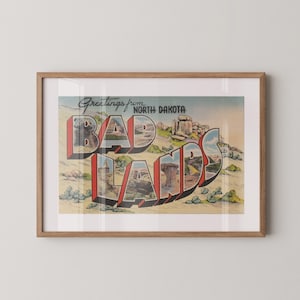 Impression Bad Lands, Salutations de Bad Lands, décoration rétro Bad Lands, Bad Lands vintage, art mural rétro, affiche du parc national, affiche Bad Lands